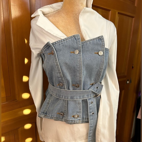 Double Breasted Patched Denim Corset. - Picture 6 of 15
